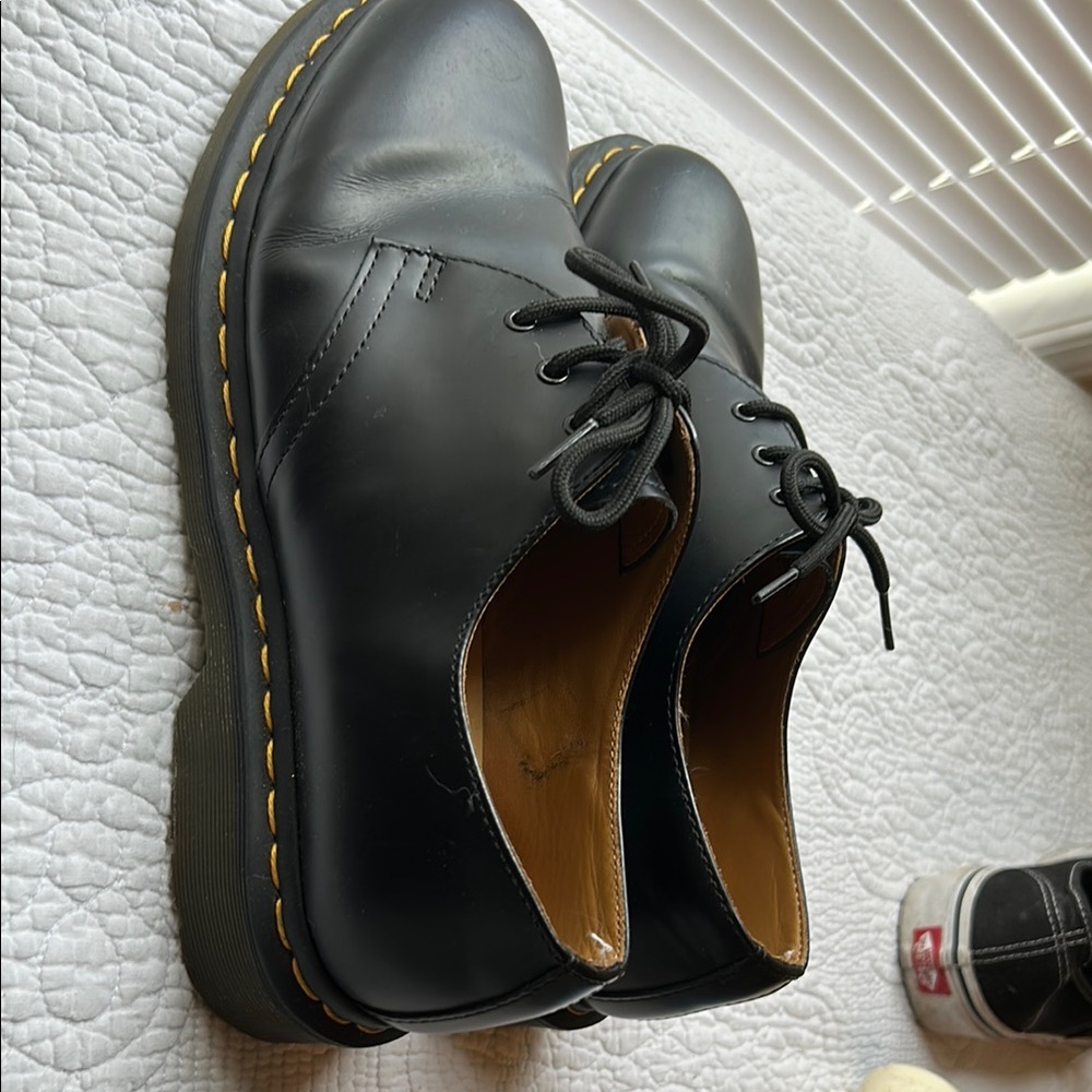 Dr. Martens Black Leather Oxfords with Yellow Stitching - Picture 5 of 5